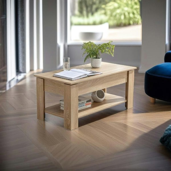 Modcraft Lift-Up Wooden Coffee Table with Hidden Storage