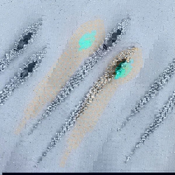 green earrings diamante earrings dangly