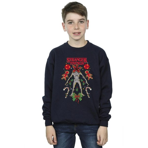 Netflix Boys Stranger Things Christmas Demogorgon Sweatshirt - Navy Blue