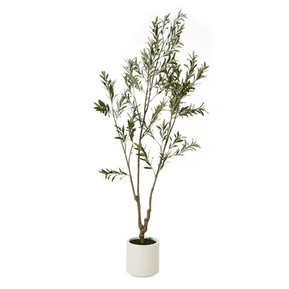 Wyld Haus 210cm Tall Mediterranean  Artificial Olive Tree In White Ceramic Pot