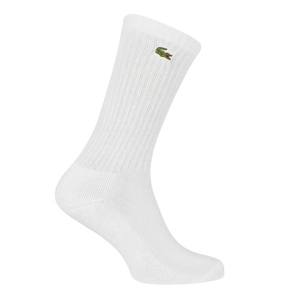Lacoste Unisex Adult Logo Cotton Crew Socks (Pack of 3) - White - 