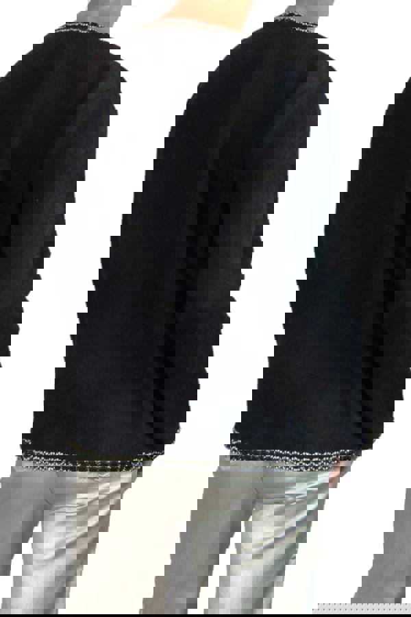 Paulo Due Women's Textured Bouclé Cardigan Jacket with Pearl Trim