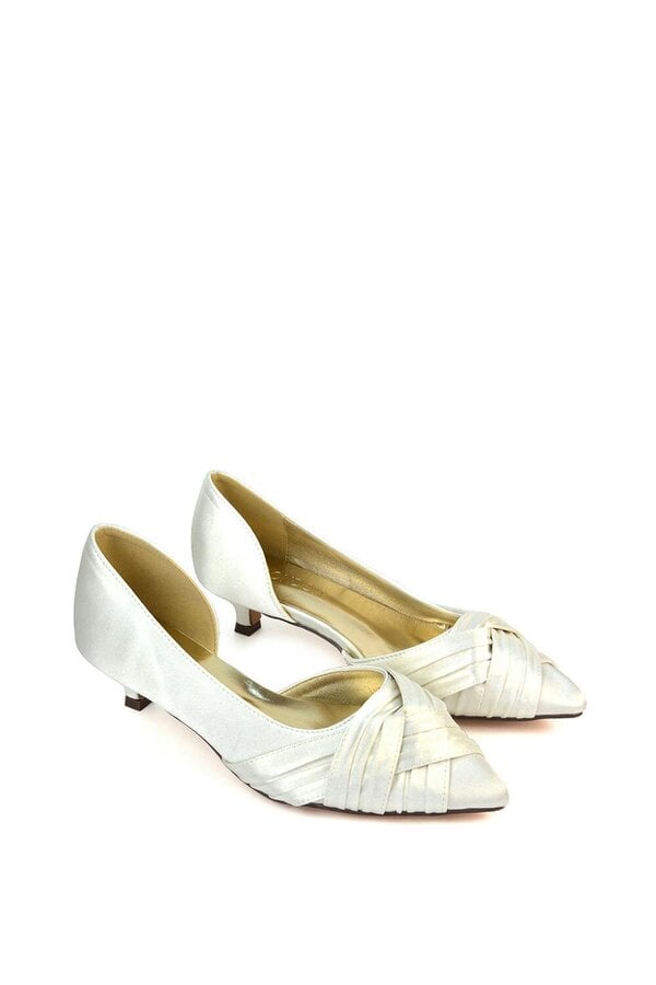 XY LONDON Pointed Toe Kitten Low Heel Classic Bridal Shoe Pumps