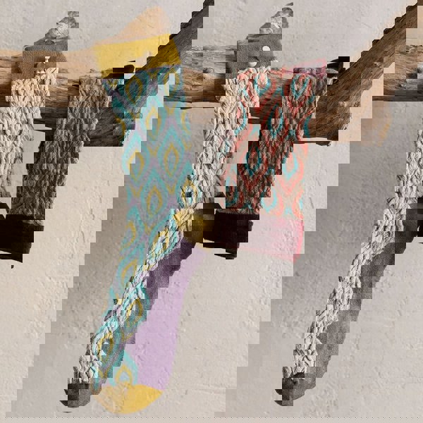 Anyfootwear 5 Pairs Size 5-9 Green Violet Abstract Long Socks Luxury Autumn Winter Peacock Feather Pattern Style With Soken Chaussette Femme