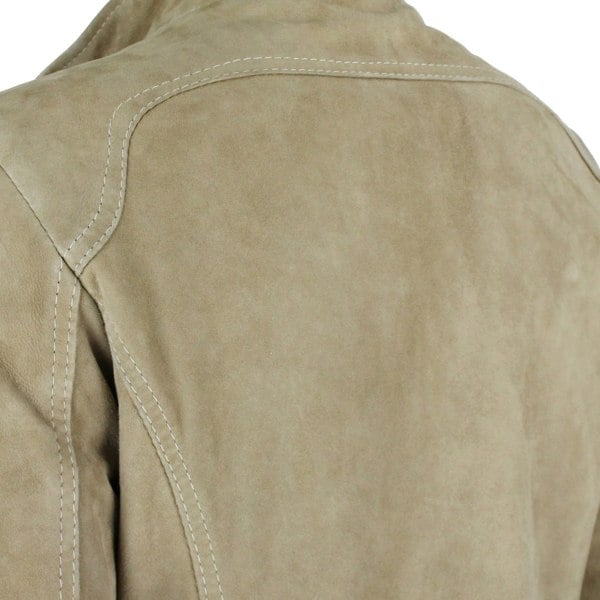 Versace Jeans Couture suede biker jacket in a biscuit tone