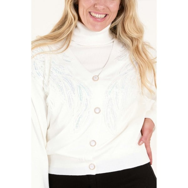 Blue Vanilla Pearl Button Embellished Front Cardigan