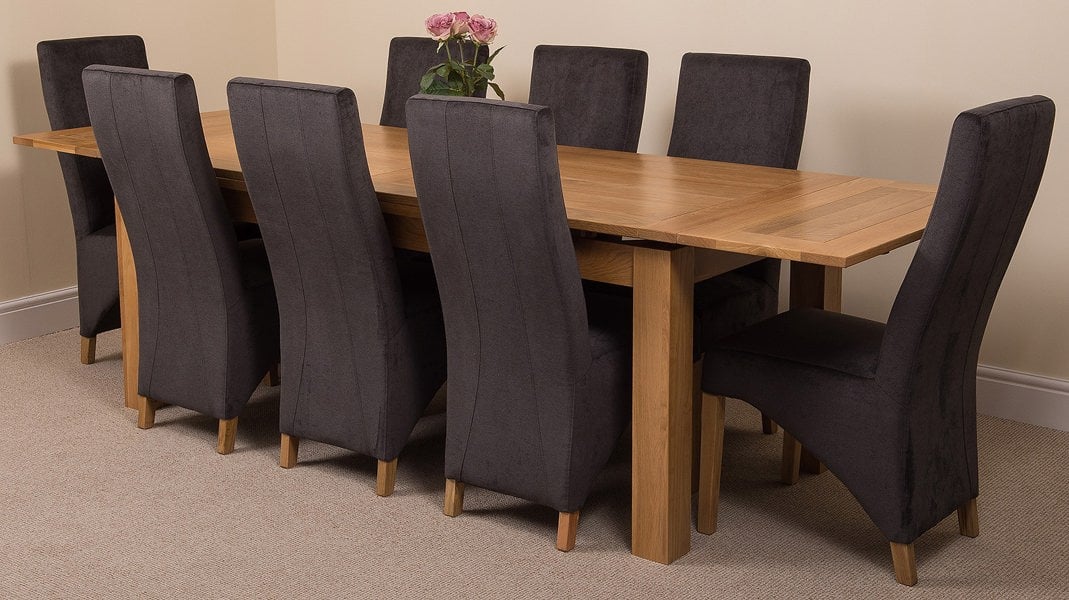 That's Furniture Richmond Large Oak Extending Dining Table with Lola Fabric Chairs