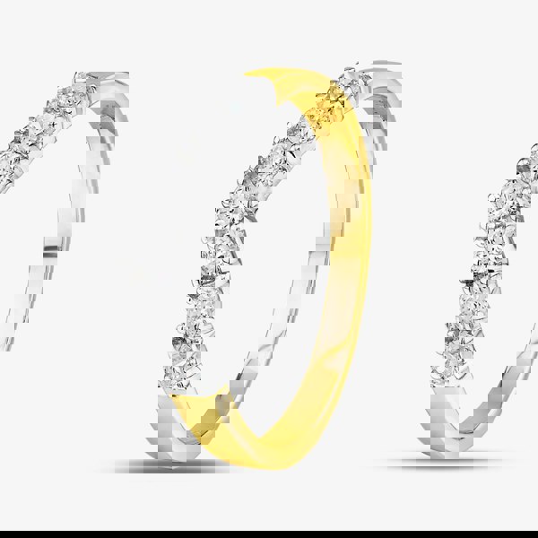 T. H. Baker 9ct Yellow Gold Clear Crystal Wishbone Ring DIV003C