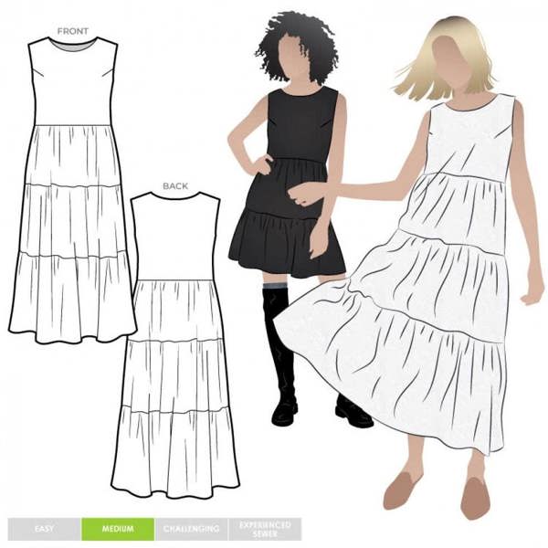 Style Arc Sewing Pattern Nova Midi Dress - Dresses for Women - Intermediate