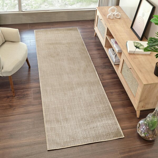 Livabliss Our Pnw Home Cascade PNWCS2306 Modern Beige Brown Graphic High Pile Rug - 80 x 220 cm