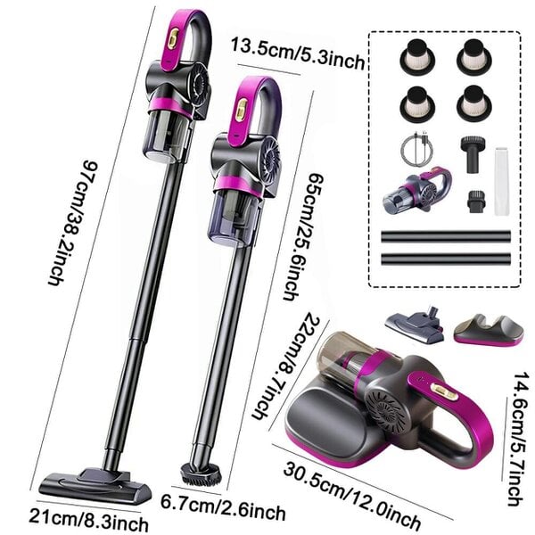 Havendro 4 in 1 Stick Handheld Vacuum Cordless Vacuum Cleaner For Carpet Floor Pet Hair