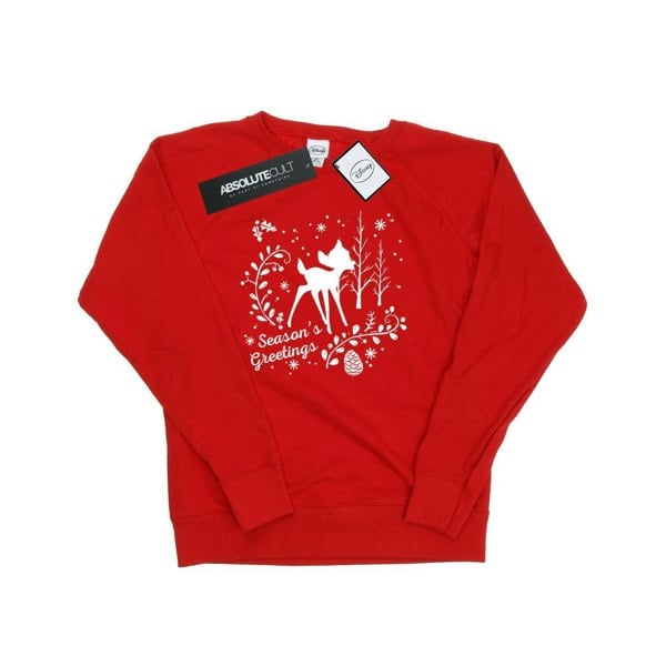 Disney Womens Bambi Christmas Greetings Sweatshirt - Red