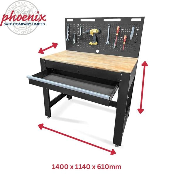 Phoenix Safe Phoenix TW4501B Premium Tool Workbench with rubber wood work surface