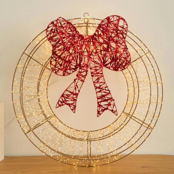 Samuel Alexander 60cm Light Up Christmas Wreath with 2000 Warm White & Red LEDs