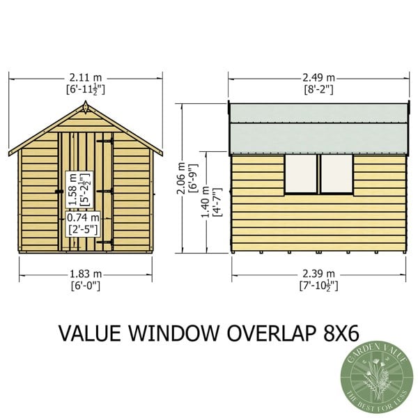Shire Overlap 8x6 Value with Window Storage Shed