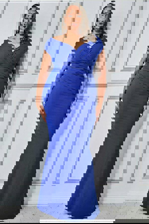 Bardot Pleated Maxi Dress - Royal Blue DR1092P