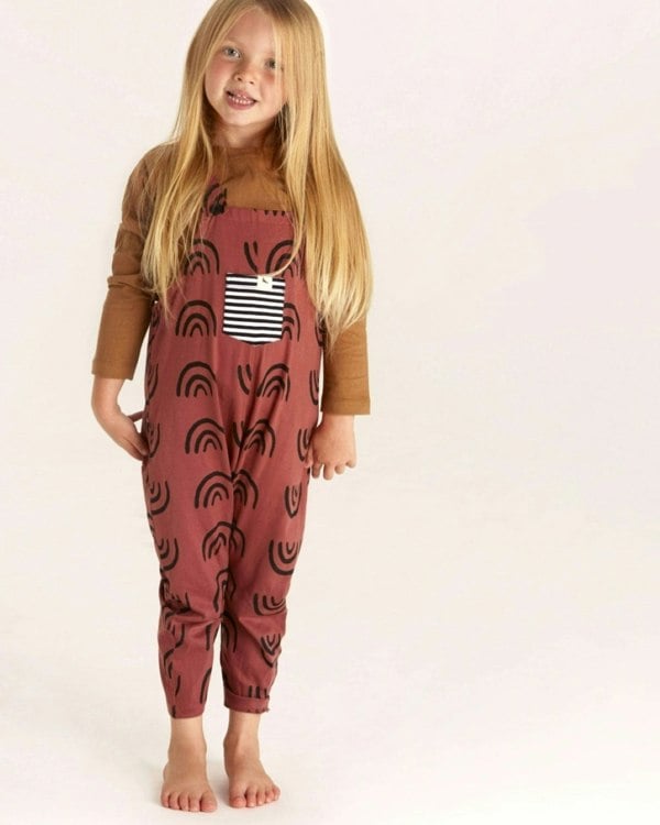 oraganic cotton Red Rainbow Print Dungarees - image 1