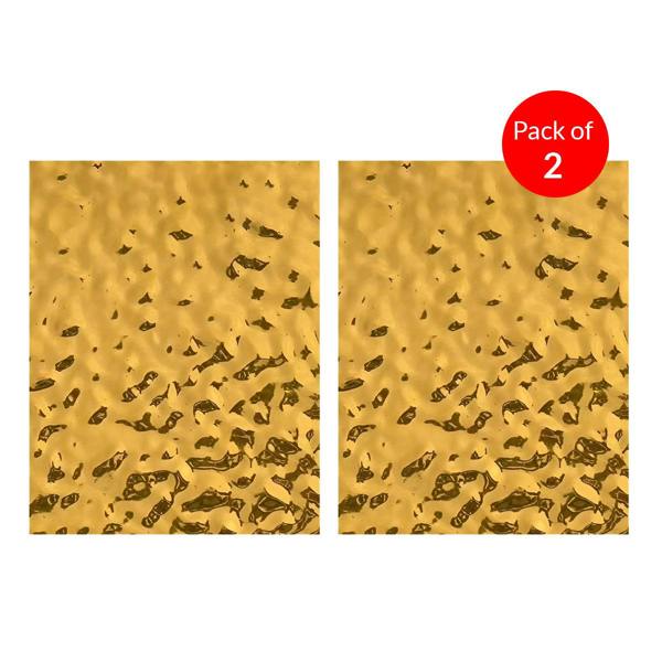 ENER-J Wave-Pattern Metallic Finish WPC Boards (2.44m x 1.22m x 5mm) for Modern Interiors, Gold (Pack of 2)