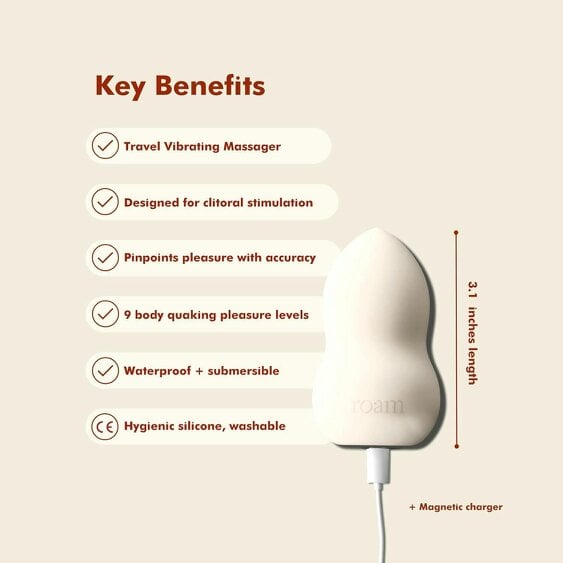 Roam The Pebble Rechargeable Massager - 9 Modes - Waterproof - Discreet Design