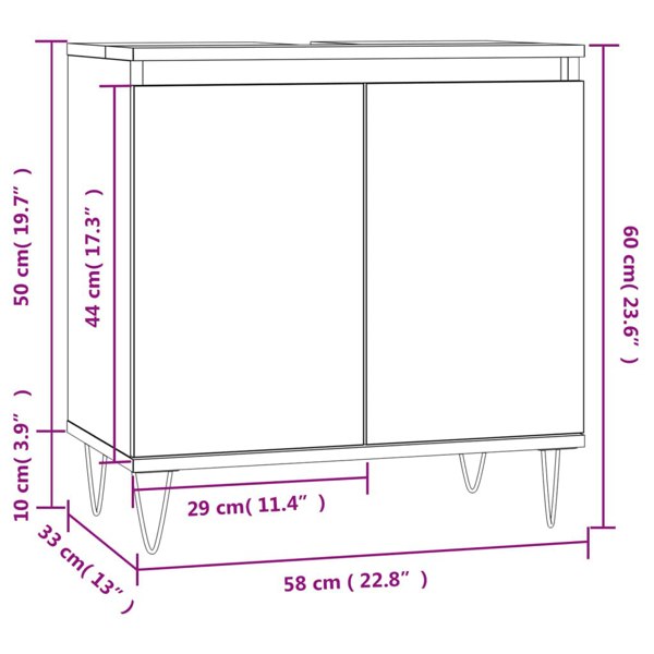 Berkfield Bathroom Cabinet Concrete Grey 58x33x60 cm Engineered Wood