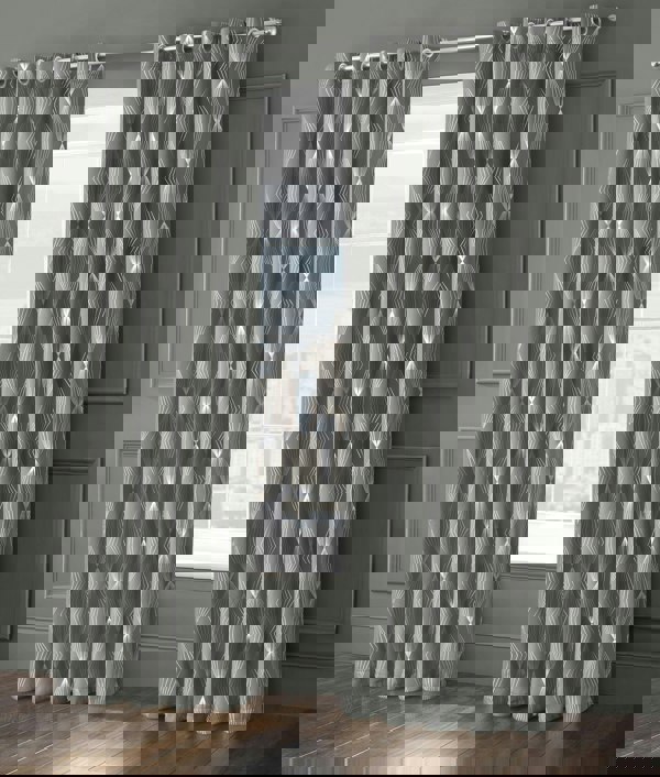 Velosso Onyx Thermal Blackout Ready Made Eyelet Curtains - 117cm x 137cm