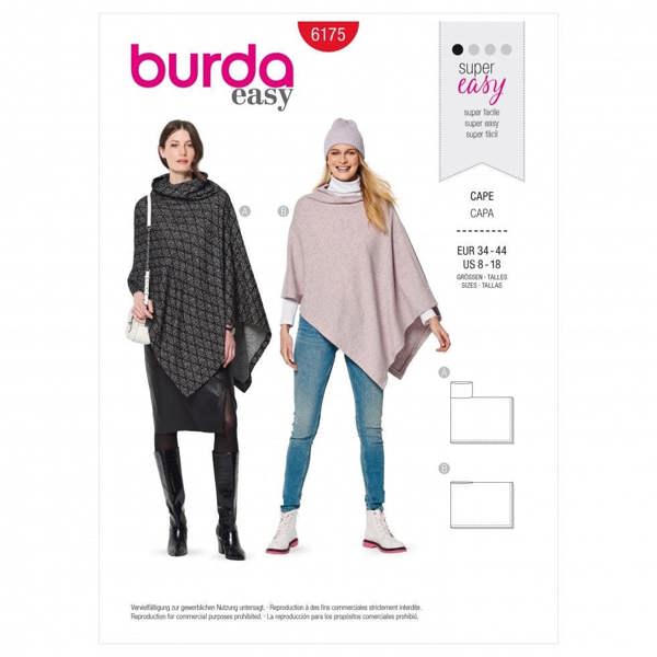 Burda Sewing Pattern 6175 Capes For Women, 34 to 44 - Easy