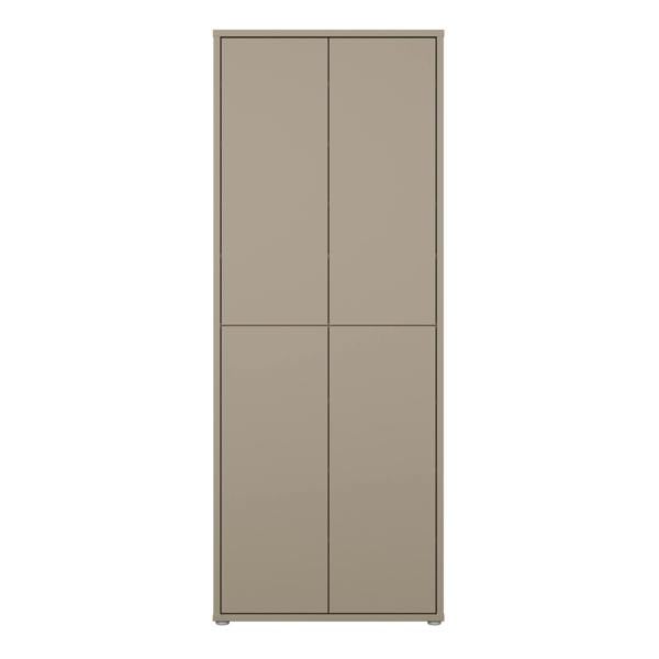 Furniture To Go Alice Springs Tall Shoe Cabinet with 4 Doors Push-to-Open in Taupe