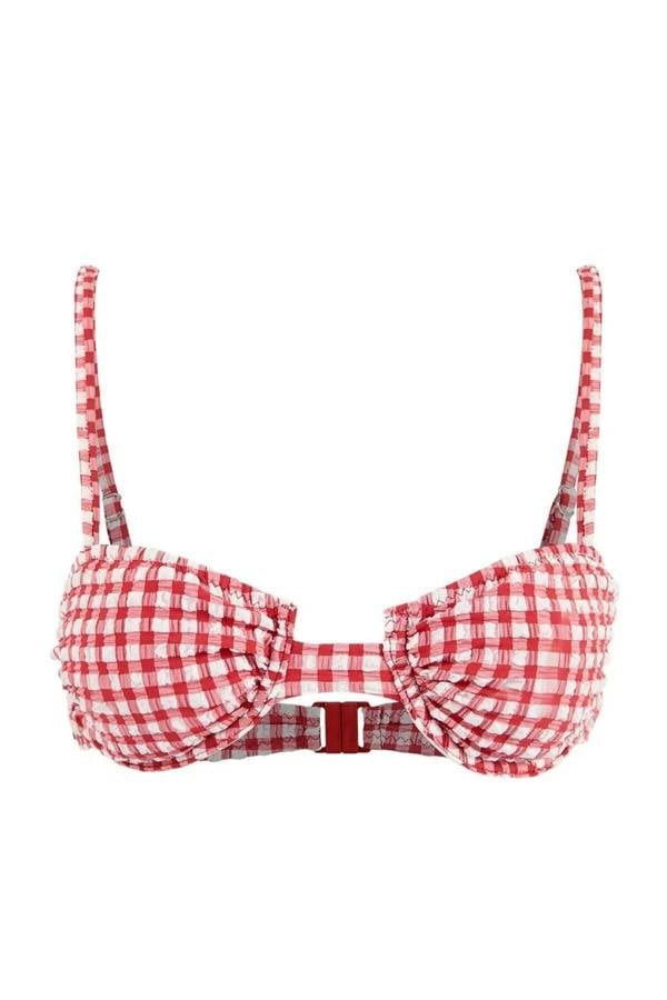 WOVCOR Plaid Textured Balconette Padded Bikini Top