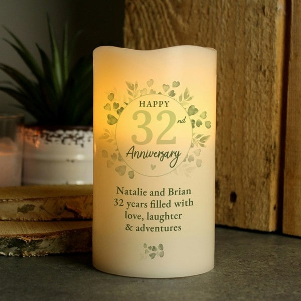 Personalised Memento Company Personalised Botanical Anniversary LED Candle