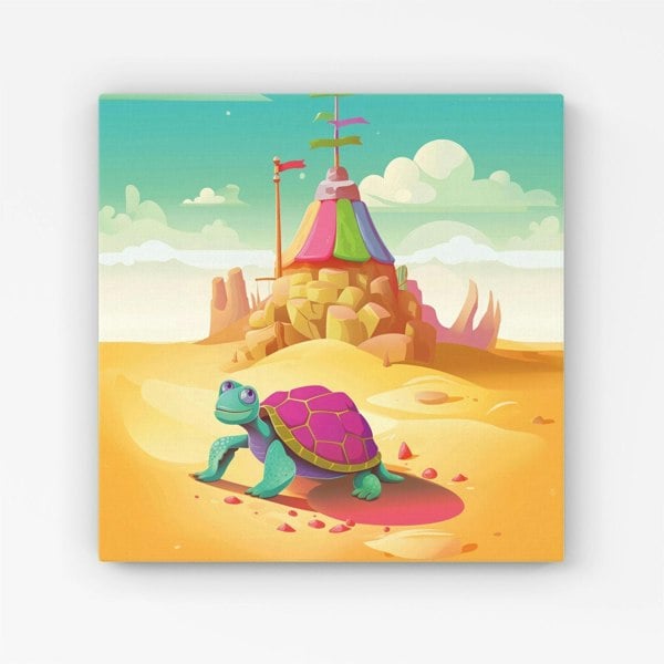 Warren Reed Turtle On A Beach Holiday Canvas