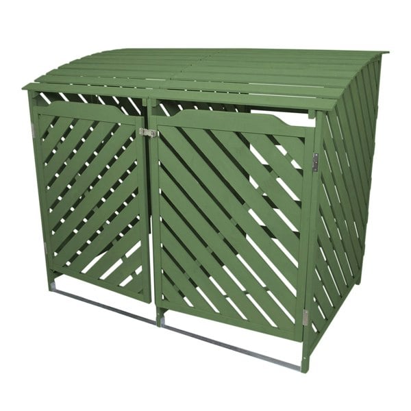 Monstershop Fir Wood Double Wheelie Bin Storage - Sage Green