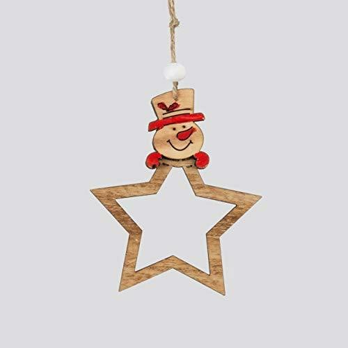 3 Piece Wooden Star Hanging Christmas Decorations with Twine String, Natural Finish image 3