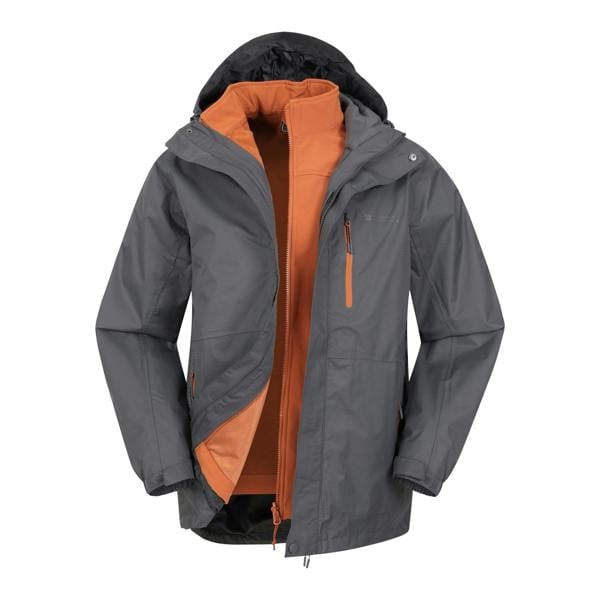 Mountain Warehouse Mens Bracken Extreme 3 in 1 Waterproof Jacket - Charcoal