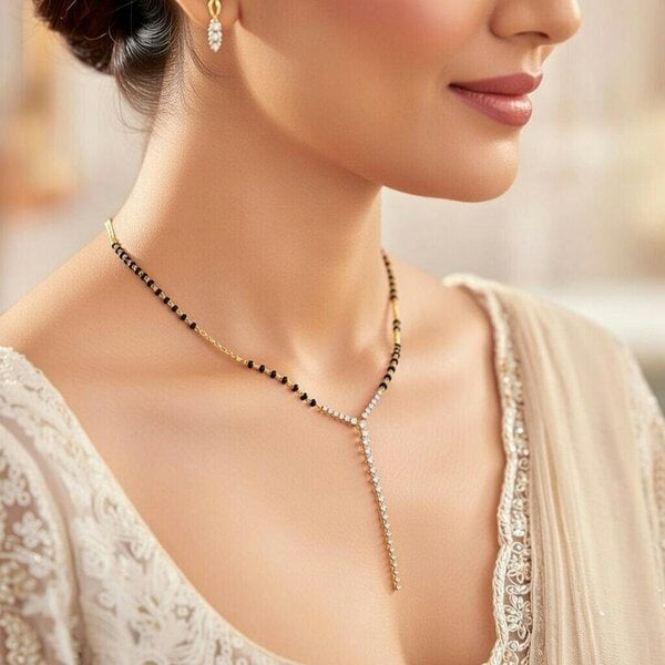 The Colourful Aura Timeless Elegance Diamond Dokiya Mangalsutra Necklace