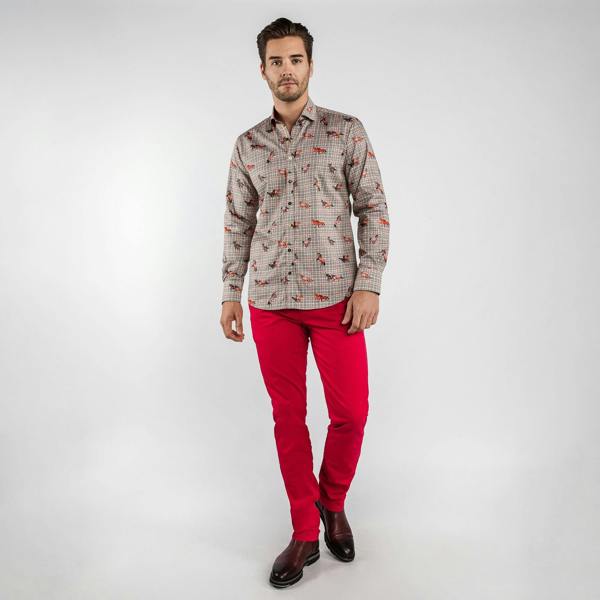 MUSTANGS ON PUPPYTOOTH BACKGROUND PRINT SHIRT - Premium Men's Patterned Shirt by Claudio Lugli | Bold Design, Tailored Fit, Best Printed Shirts