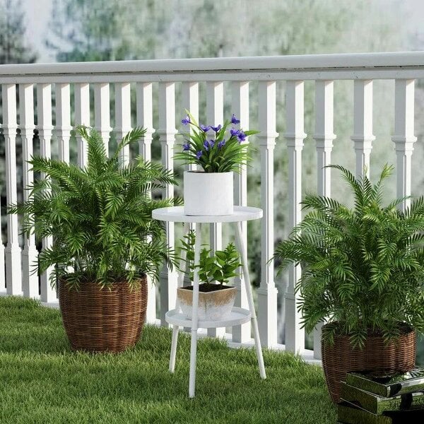 Bobobiy Two-Tier Metal Garden Table - White