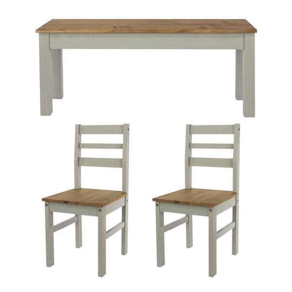 Core Products Linea 4-Piece Dining Set, Table, Bench & 2 Chairs, Scandinavian Design