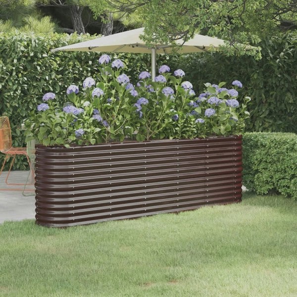 Berkfield Garden Raised Bed Powder-coated Steel 224x40x68 cm Brown