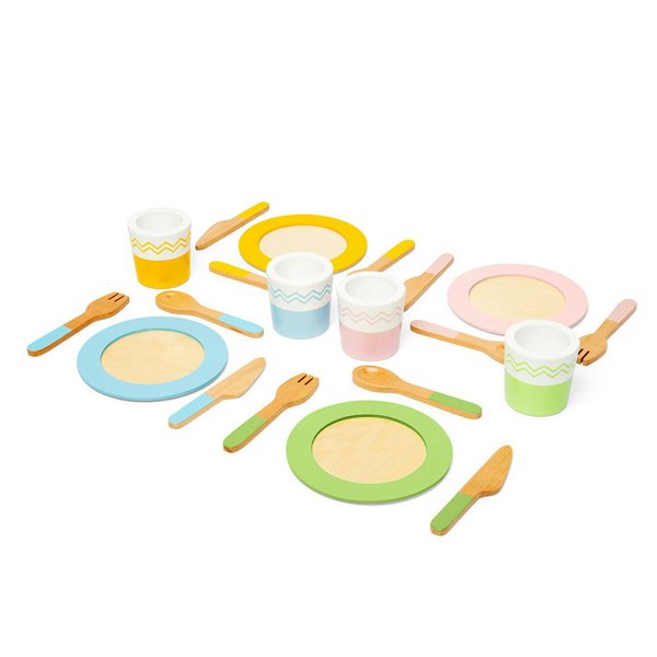 Bigjigs Toys Wooden Dinner Service Set - 20 Play Pieces