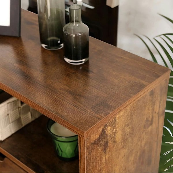 Rafaelo Mobilia 2 Drawer Shoe Storage Cabinet With Shelf Rustic Brown