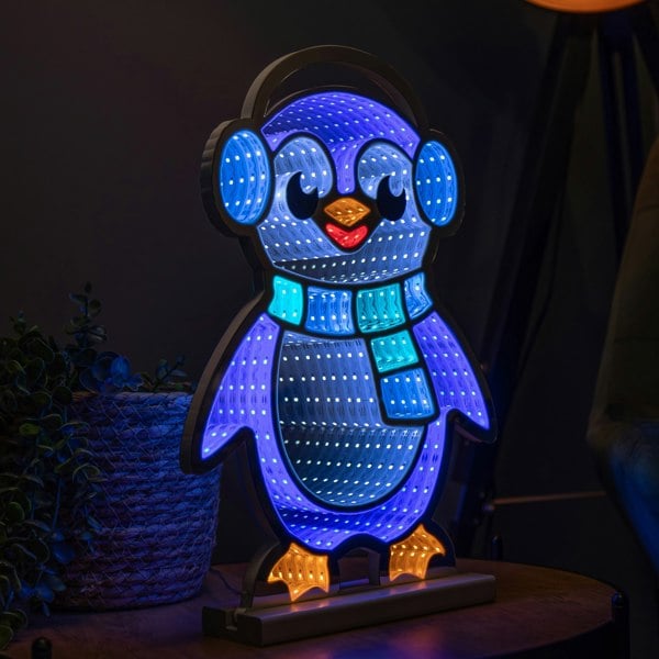 Samuel Alexander 40cm Light up Penguin Infinity Christmas Decoration with Blue and White LEDs