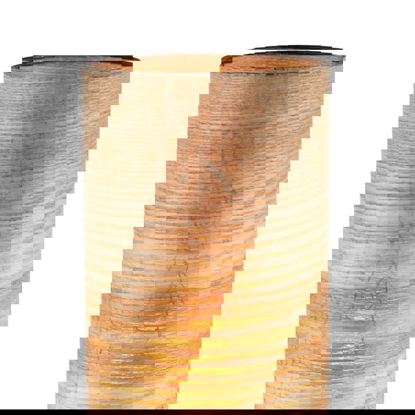 Bamboo Wood Effect Table Lamp with Black Woodland Trees Inner Lining Image 4