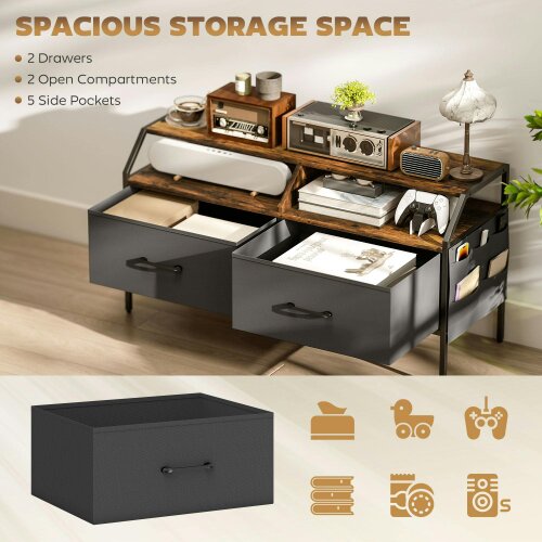 Wyld Haus Avamira Small 98cm Black and Brown TV Stand With Foldable Drawers for TV's up to 55 Inches