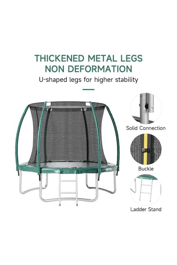 Living and Home 10FT Outdoor Enclosure Trampoline with Ladder,Suitable for Children and Adults, Outdoor Safe Trampoline
