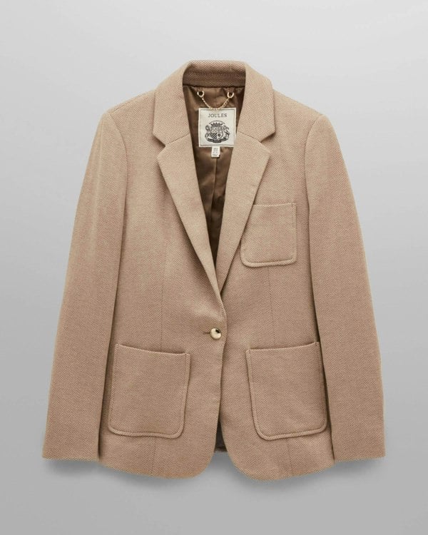 Joules Albury Womens Blazer - Tan Brown - CHO - Designer 