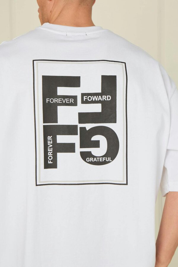 Elaina Fashion Oversized Mens Statement Tee - White