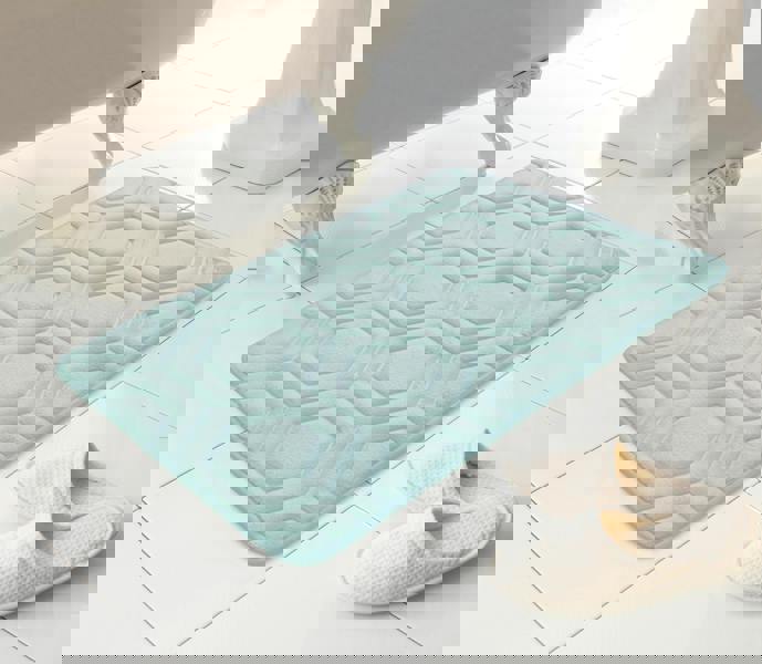 Country Club Geo Design Blue Bath Mat