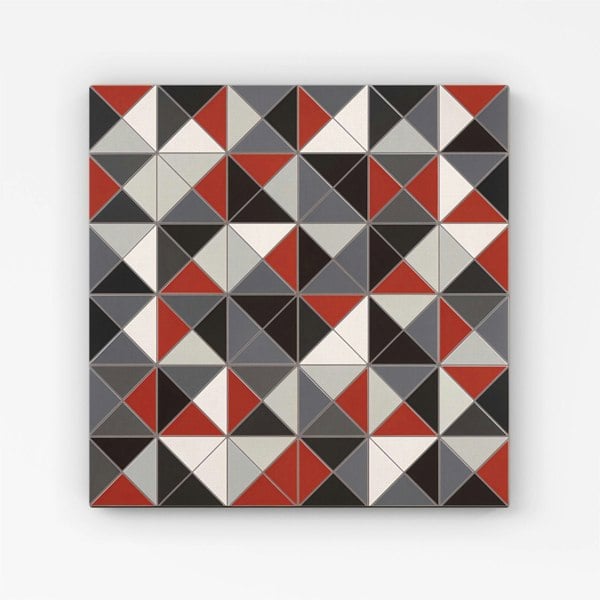 Warren Reed Grey Red Triangle Geometric Canvas