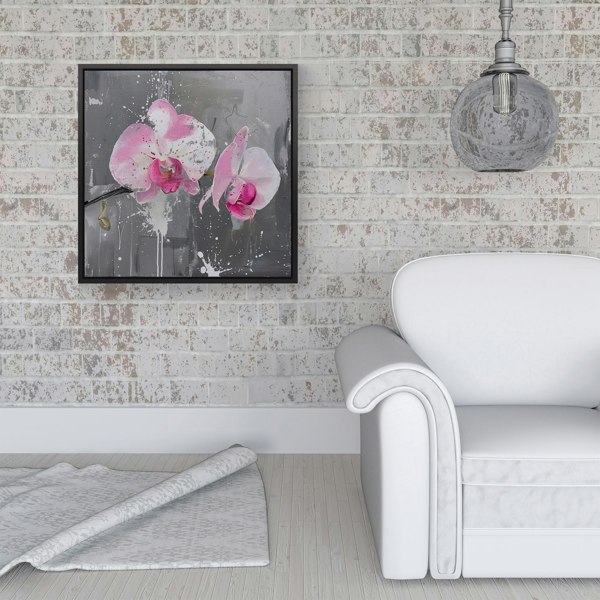 Warren Reed Pink Orchids Splash Art Framed Canvas