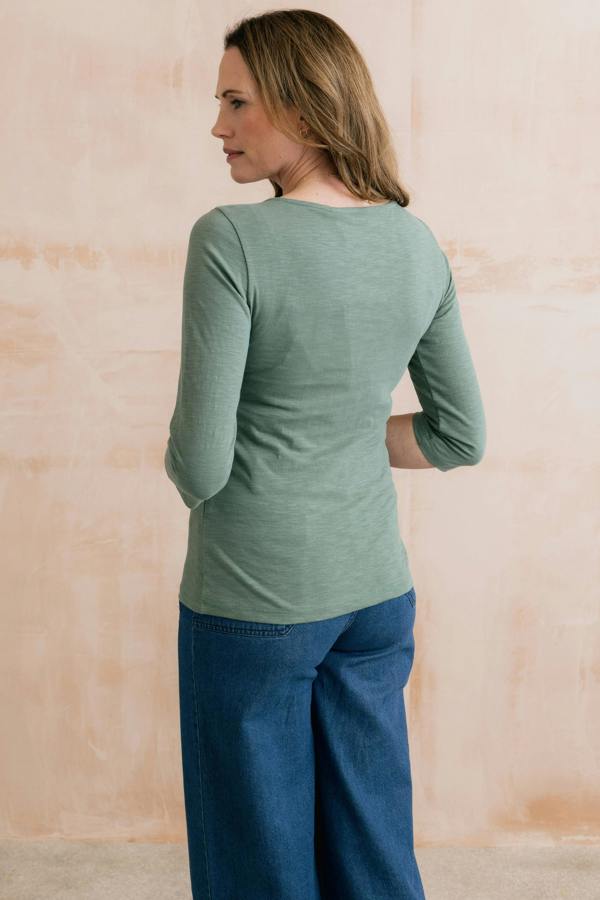Lily & Me Monica Organic Cotton Jersey Top Laurel Green